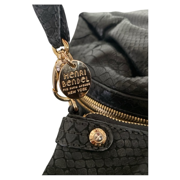 3-fer Vintage Henri Bendel Black WEST 57th Box Barrel Bag, wristlet & mirror - Picture 13 of 17